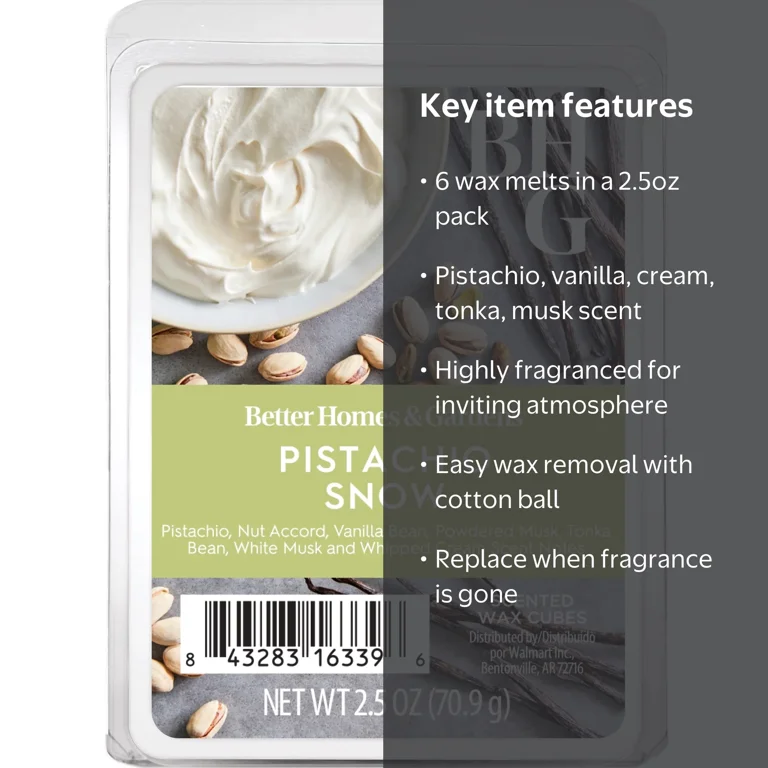 Better Homes and Gardens Pistachio Snow Scented Wax Melts, 2.5oz
