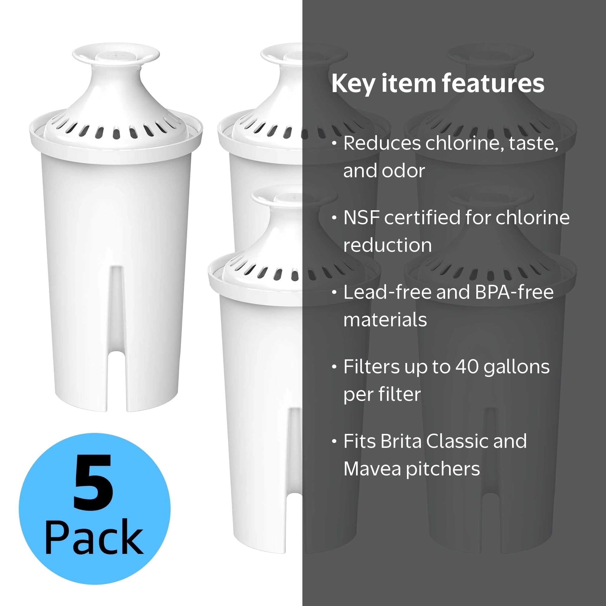 Aqua Crest Water Filter for Brita® pitchers, NSF Certified
