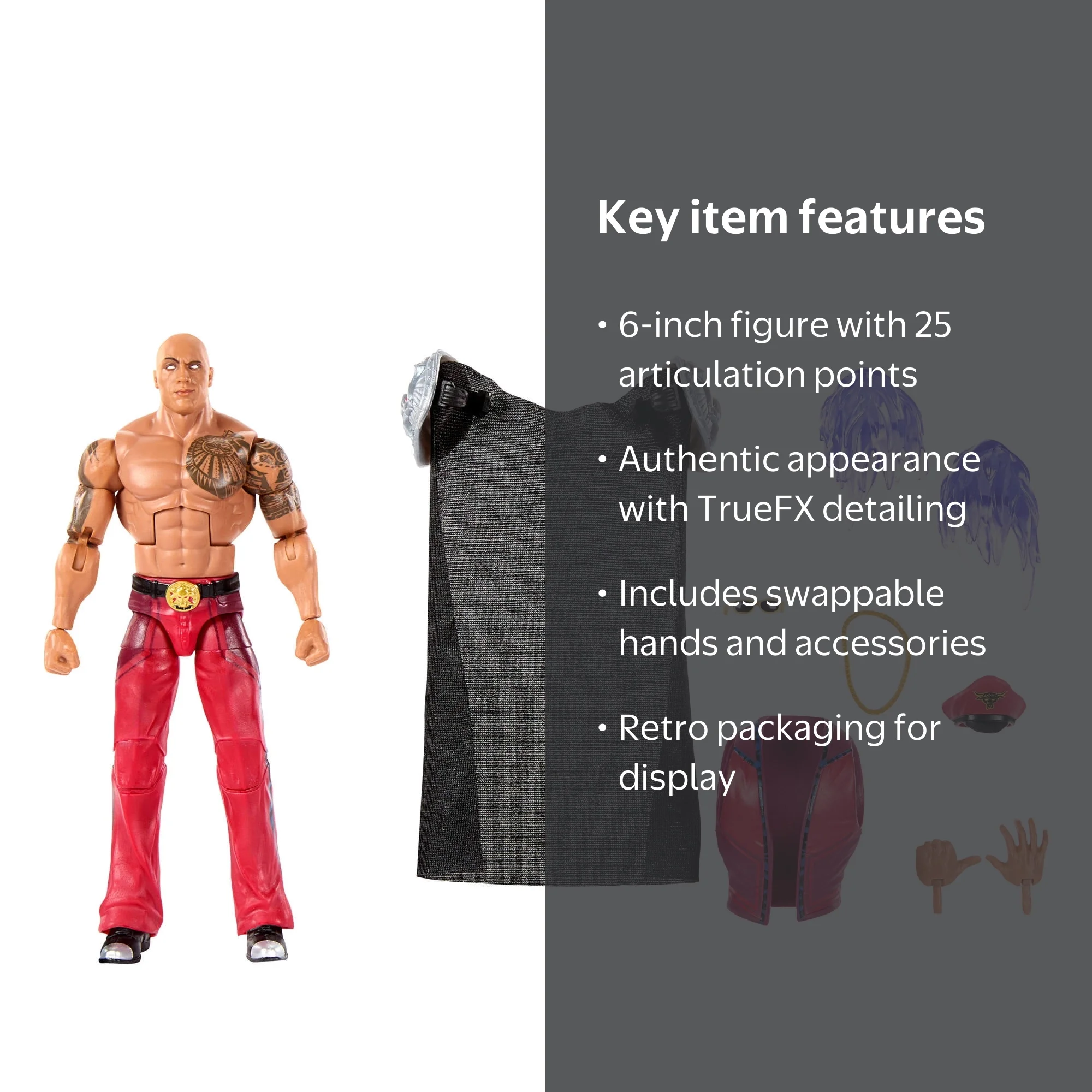 WWE, Street Fighter The Rock Final Boss Action Figure, Multicolor