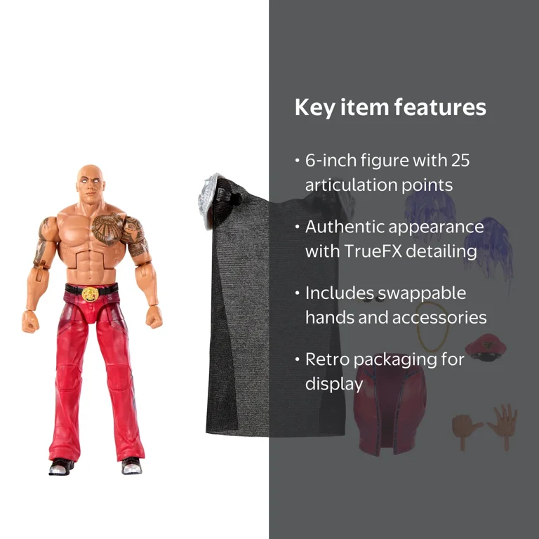 WWE, Street Fighter The Rock Final Boss Action Figure, Multicolor