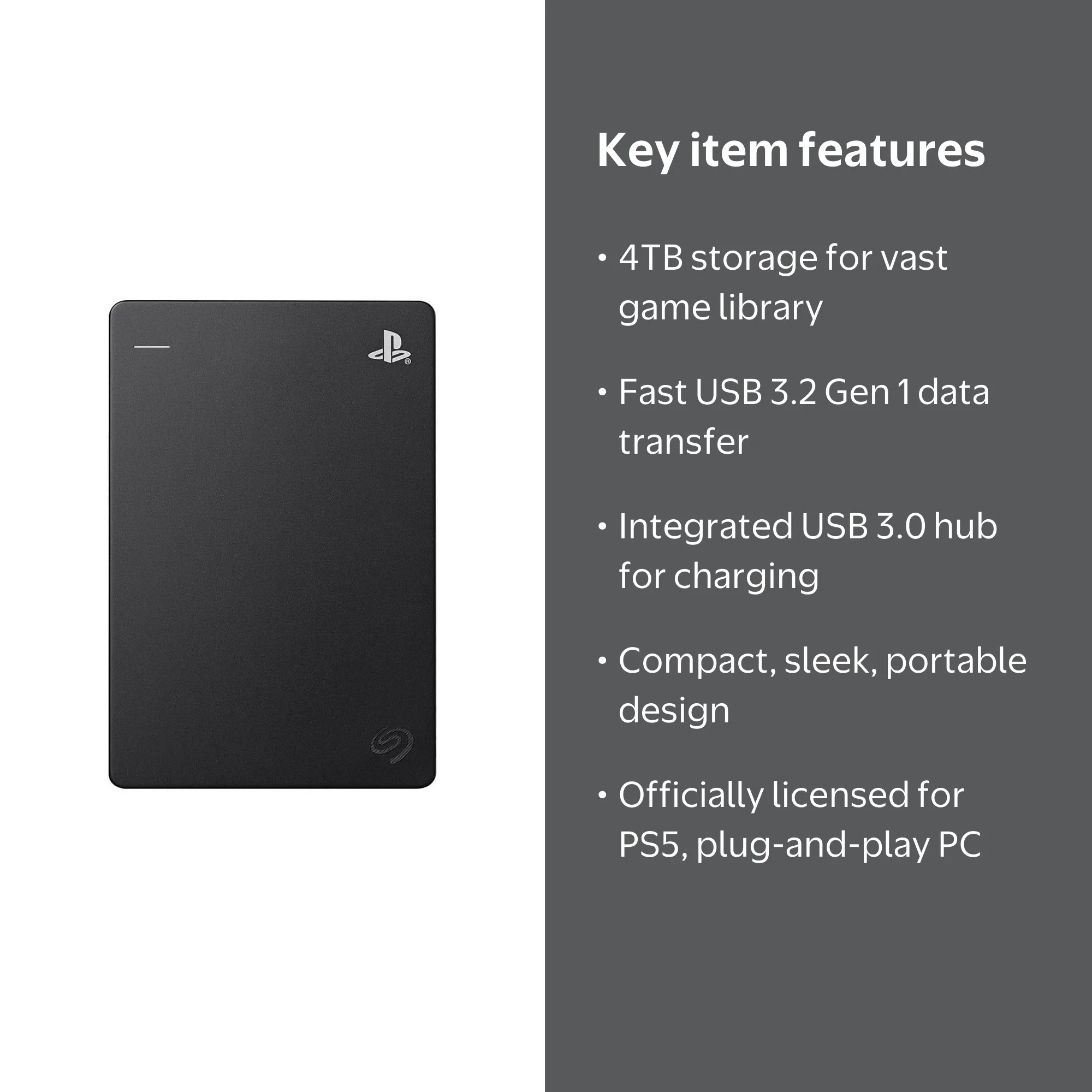 Seagate 4TB PS5 Game Drive - Officially Licensed External USB 3.2