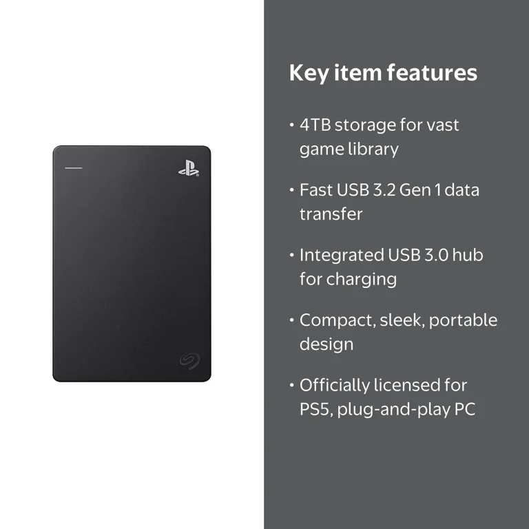 Seagate 4TB PS5 Game Drive - Officially Licensed External USB 3.2