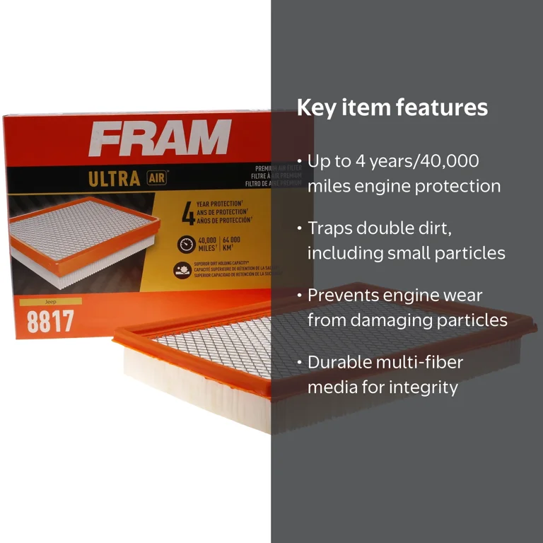 FRAM, Engine Air Filter, XGA8817, Premium Replacement for Jeep