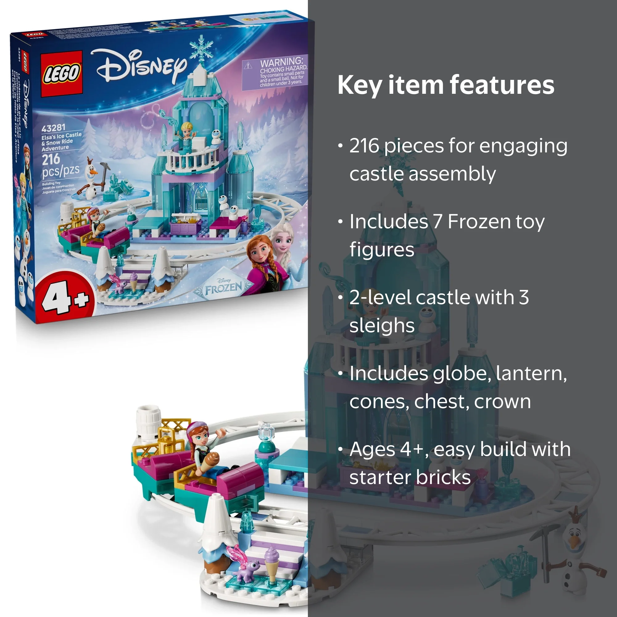 LEGO Disney Frozen Elsa's Ice Castle and Snow Ride, 43281, 216