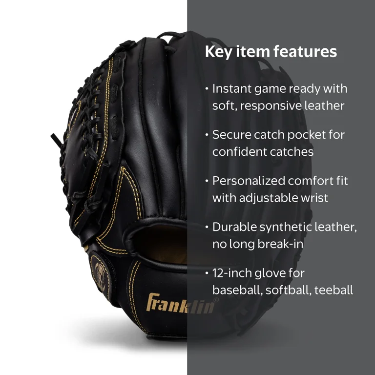 Franklin Sports Field Master Baseball + Softball Glove, 12