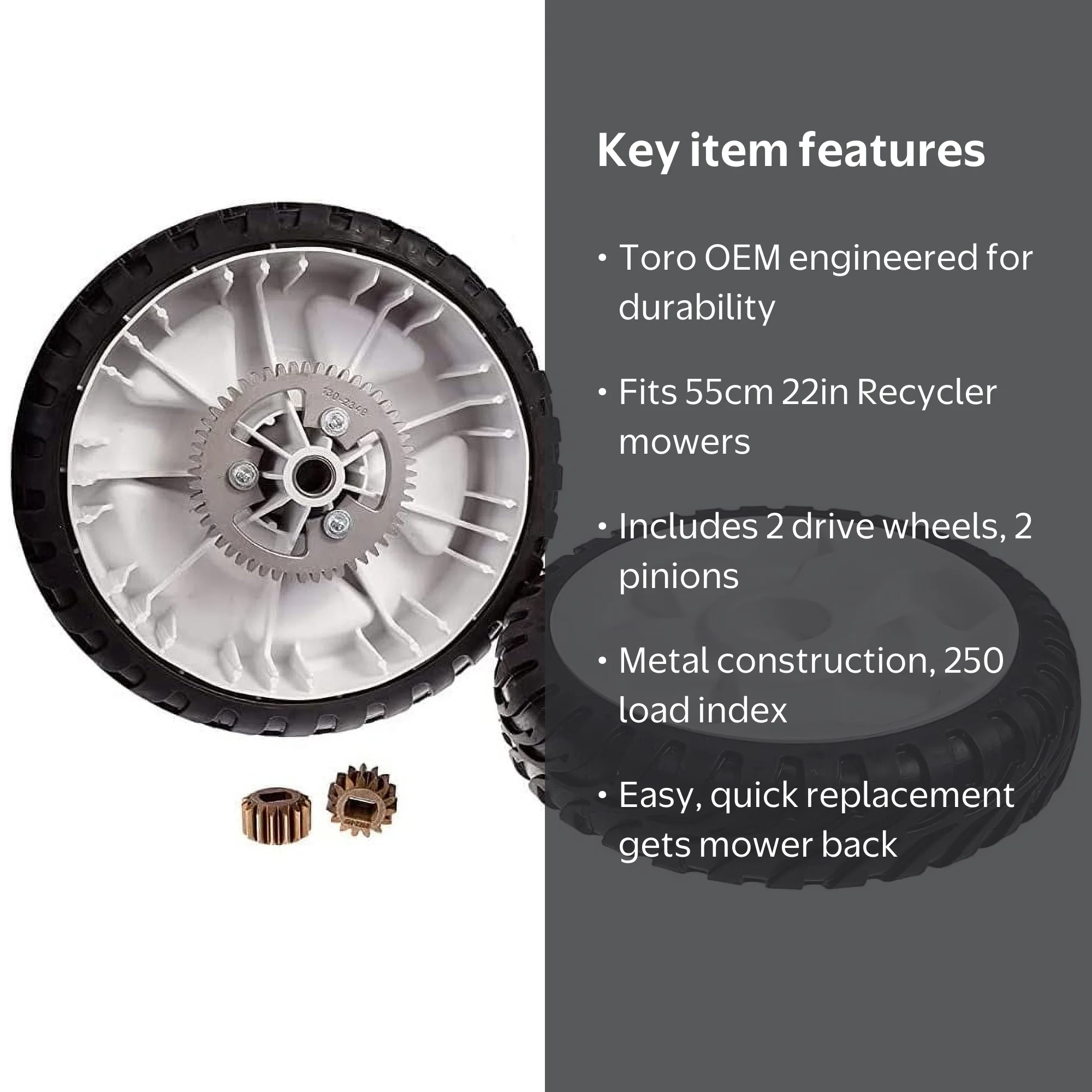 Genuine Toro OEM Wheel Kit Contains 2-137-4835 Drive Wheels and 2