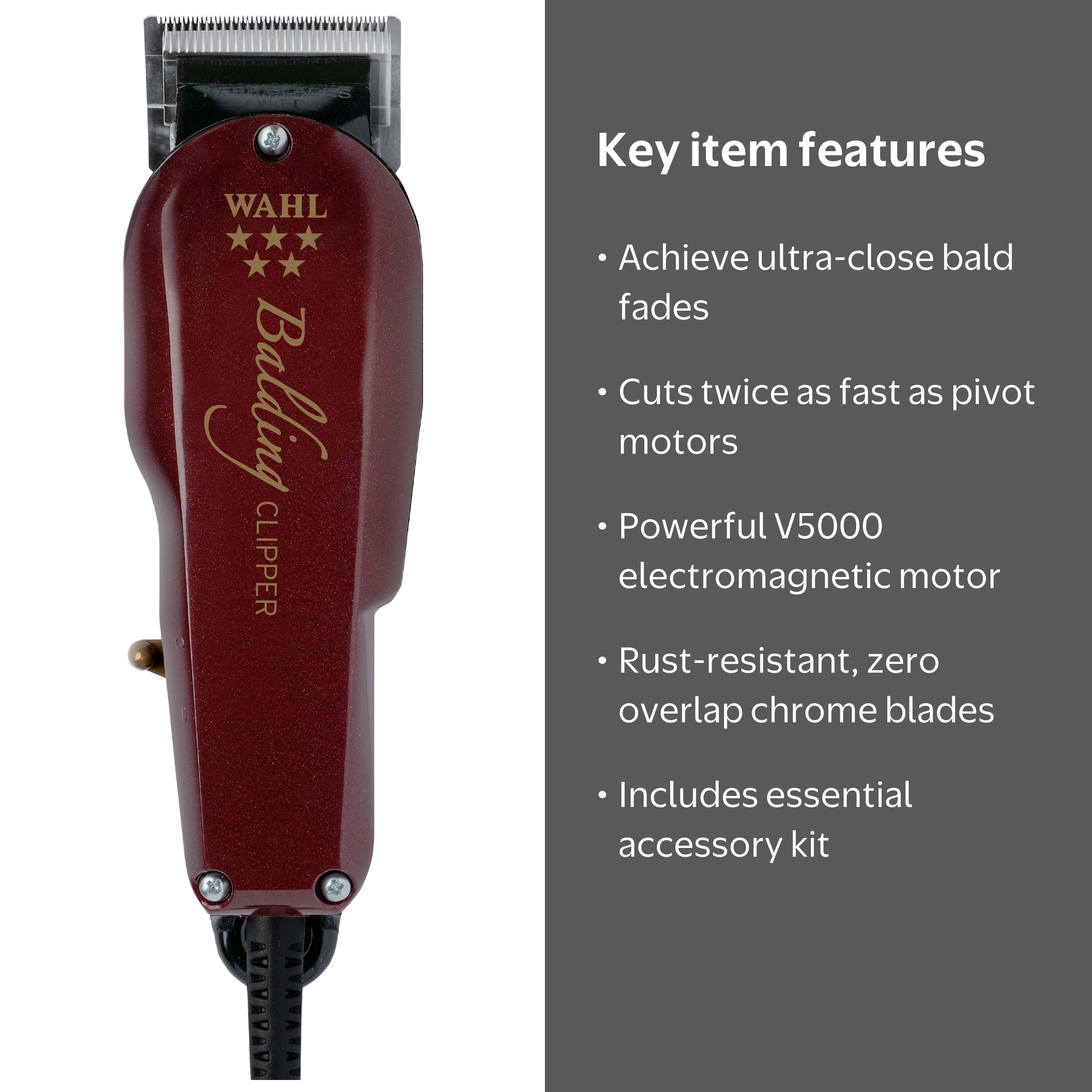 Wahl Professional 5 Star Balding Hair Clipper with Cutting Guides