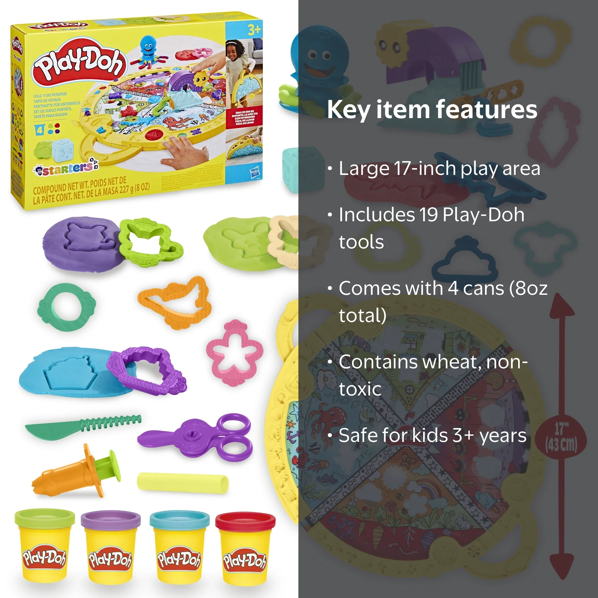 Play-Doh Fold and Go Playmat Starter Set, 17