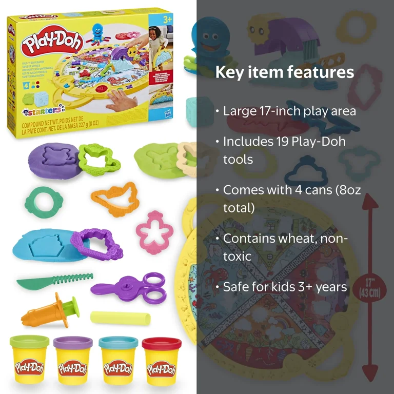 Play-Doh Fold and Go Playmat Starter Set, 17