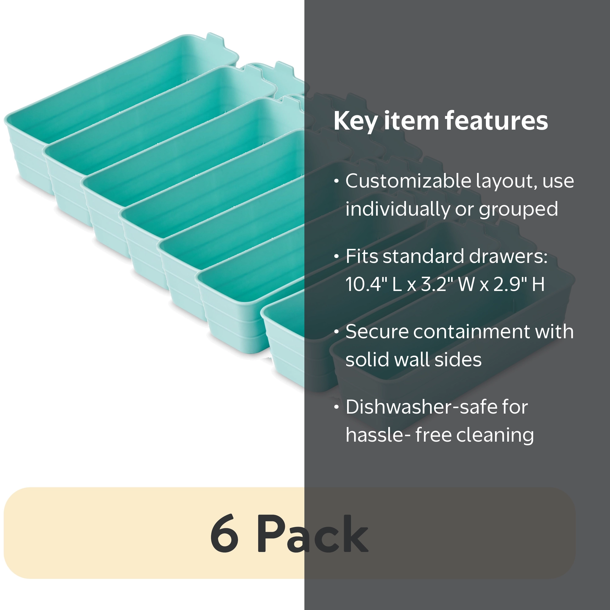 9枚ボックスセット【米海軍】チャレンジ 6 pack) Mainstays 3-Pack Flexible Plastic Drawer Organizer Bins