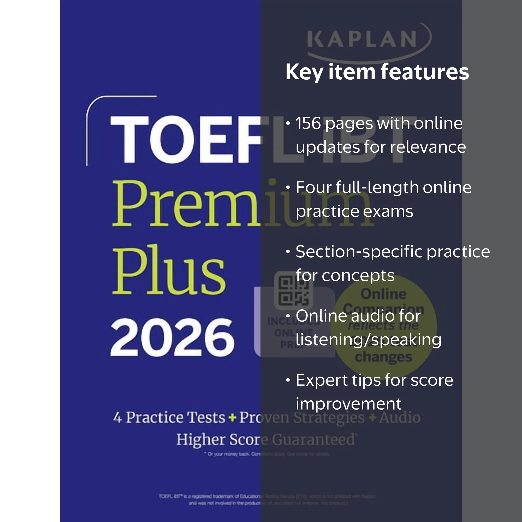 Kaplan Test Prep TOEFL IBT Premium Plus 2026, (Paperback), 156