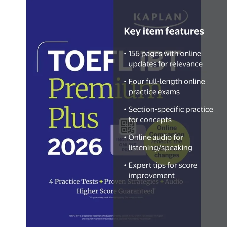 Kaplan Test Prep TOEFL IBT Premium Plus 2026, (Paperback), 156