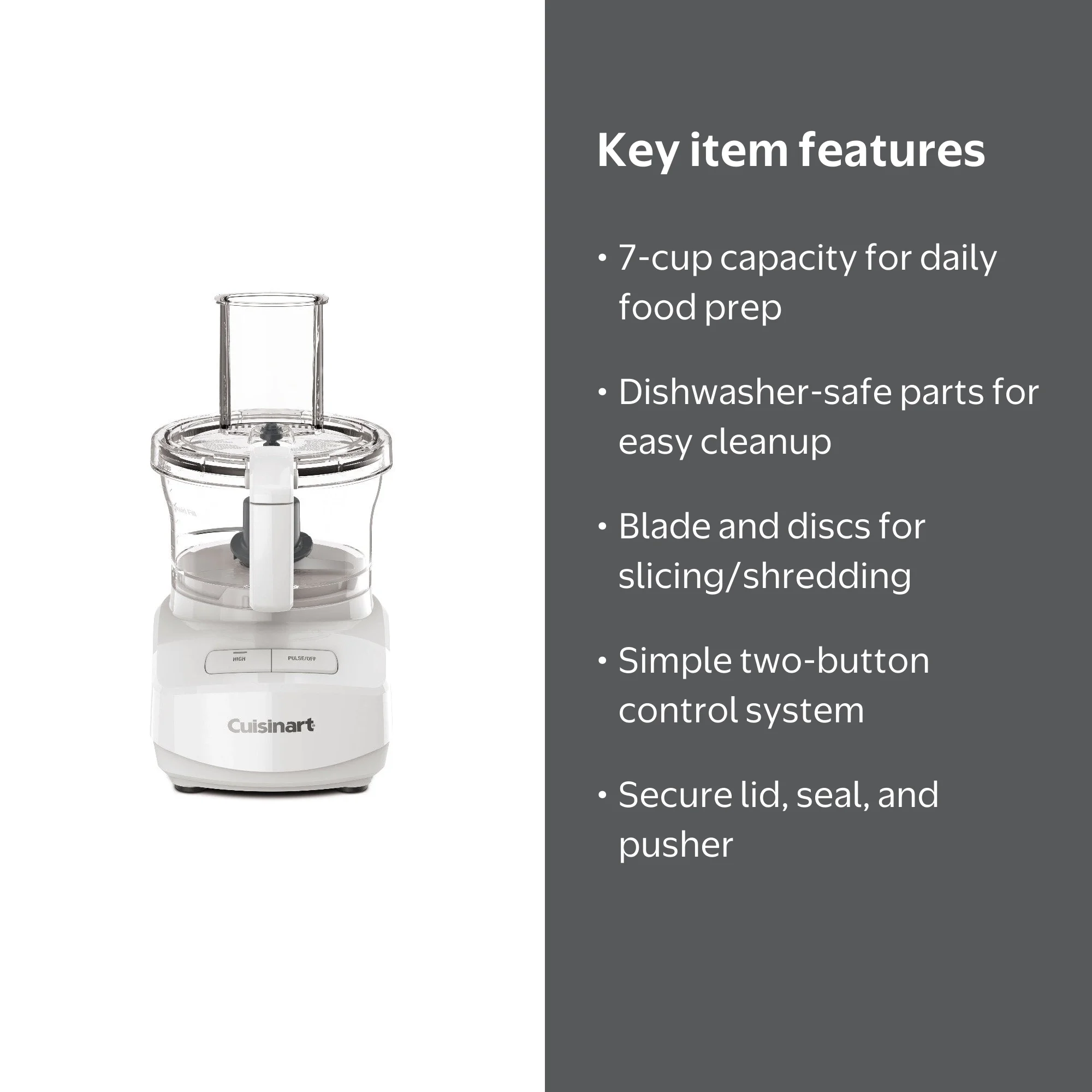 Cuisinart 7-Cup Food Processor, White with Reversible Slicing