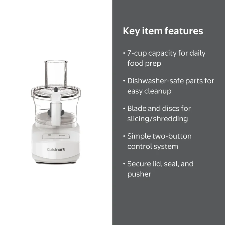 Cuisinart 7-Cup Food Processor, White with Reversible Slicing
