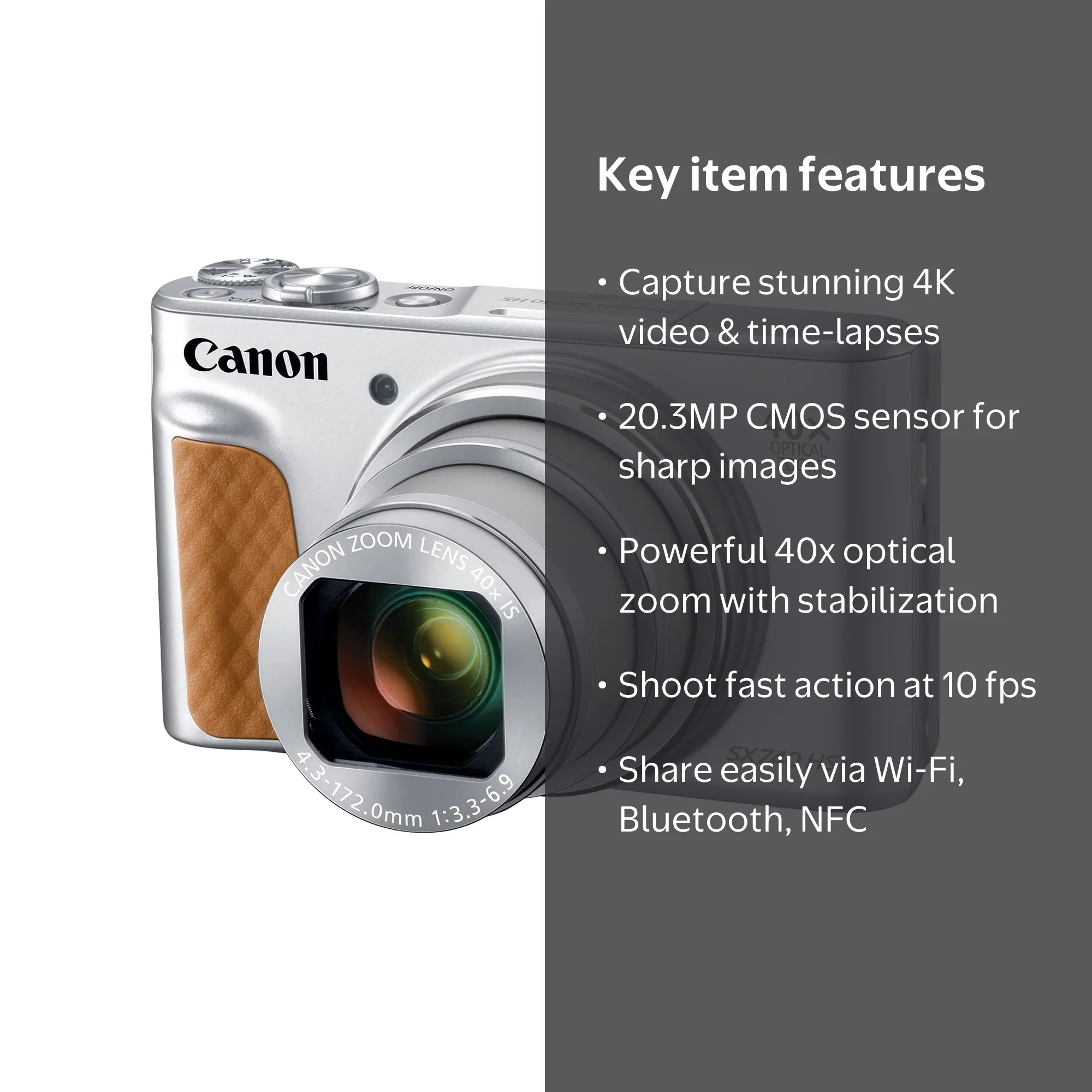 Canon PowerShot SX740 HS 20.3MP 4K Digital Camera 40x Optical Zoom