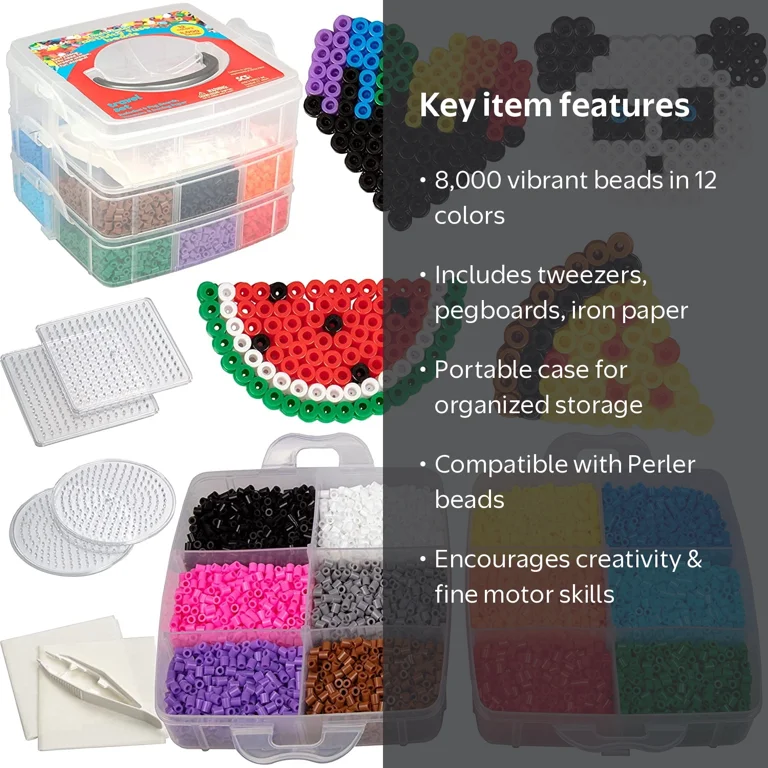 iDIY, Fuse Bead Super Kit, 8000 Piece, 12 Vibrant Colors - Walmart.com