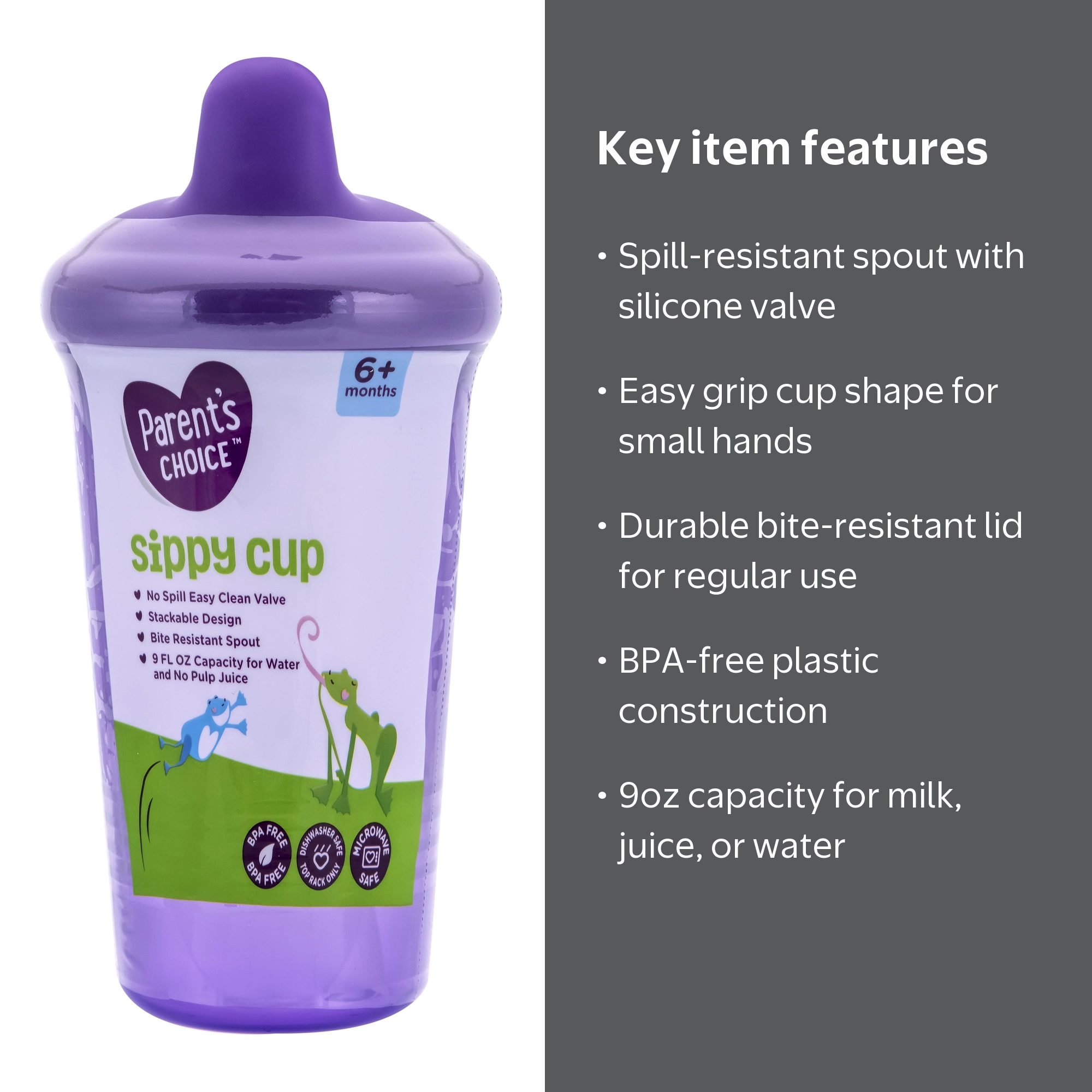 Parent's Choice Hard Spout Sippy Cup, 9 fl oz, 6 Months+, Purple