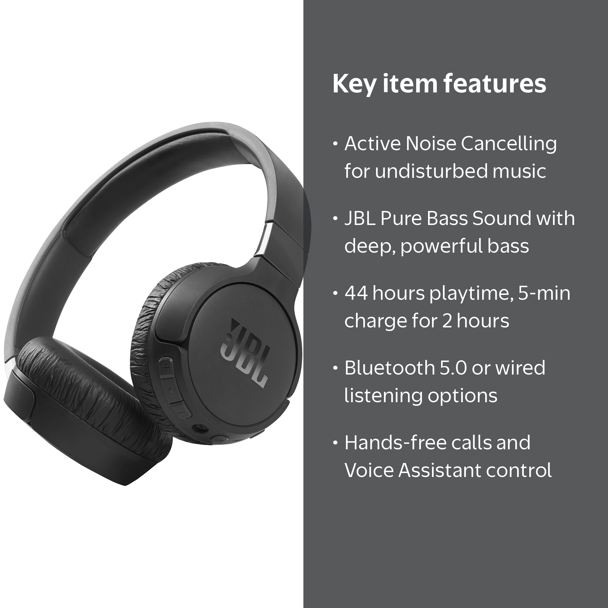 JBL, On-Ear Wireless Headphones, Tune 660NC Active Noise