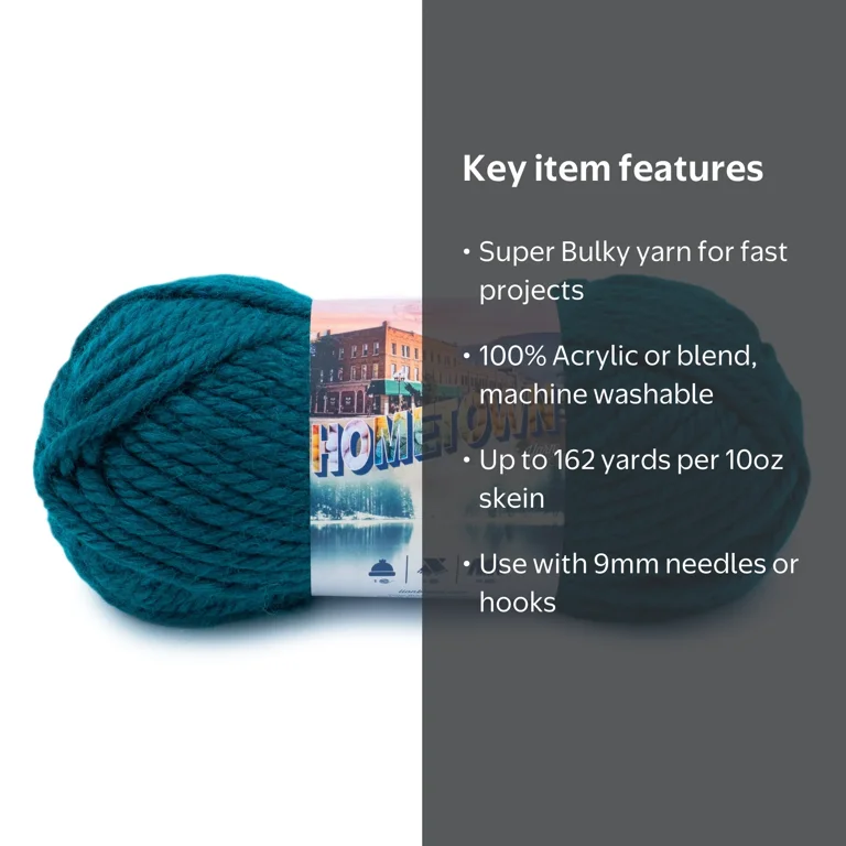 Lion Brand Yarn Hometown Montpelier Peacock 135-175 Super Bulky