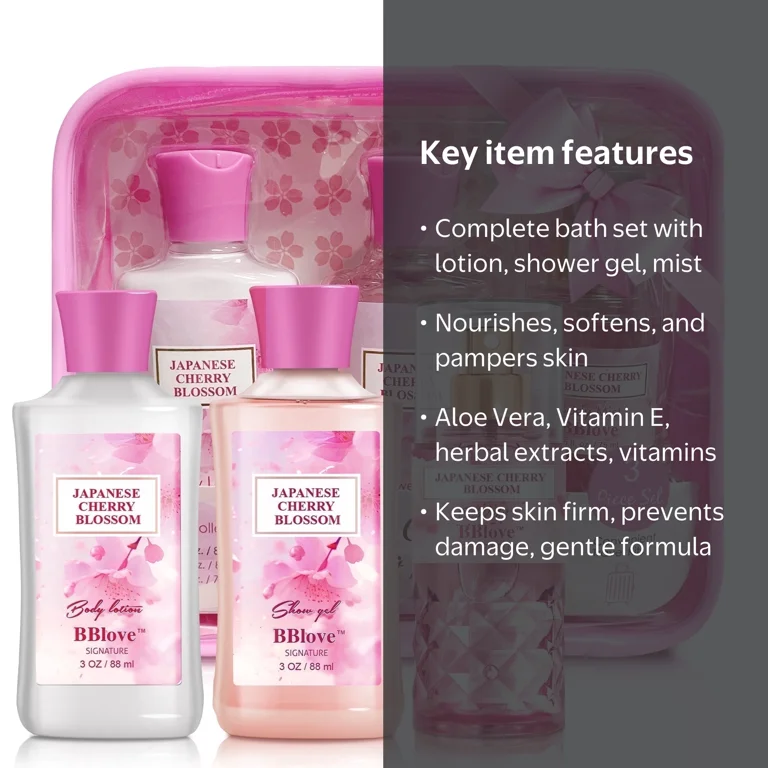 BBLove, Bath and Body Care Gift Set, Japanese Cherry Blossom, 3