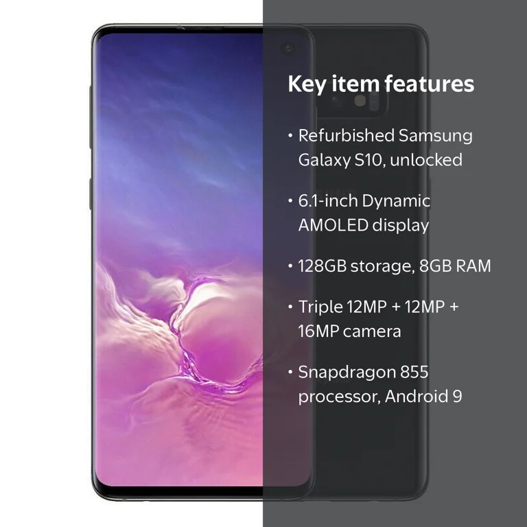 Samsung, Galaxy S10 G973U, 128GB, Factory Unlocked Black - Walmart.com