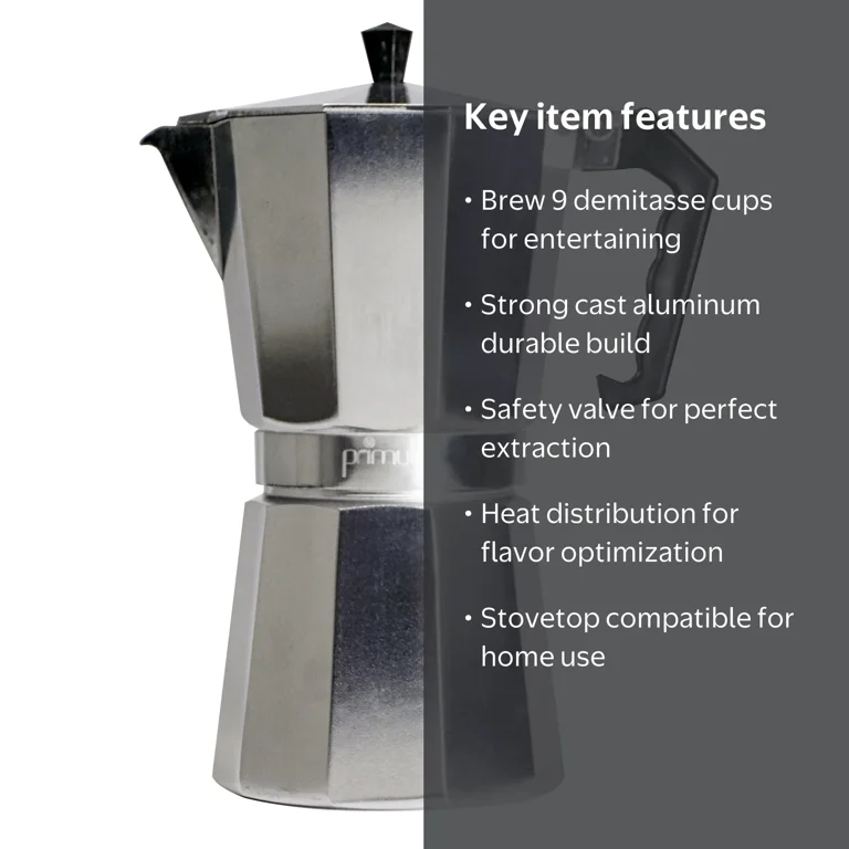 Primula Aluminum 9 Cup Stovetop Espresso Maker - Polished