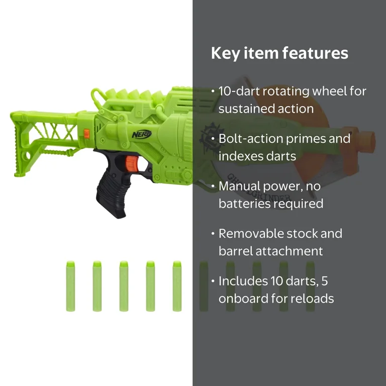 Nerf Zombie Strike Ghoulgrinder Blaster - Fire with Rotating 10