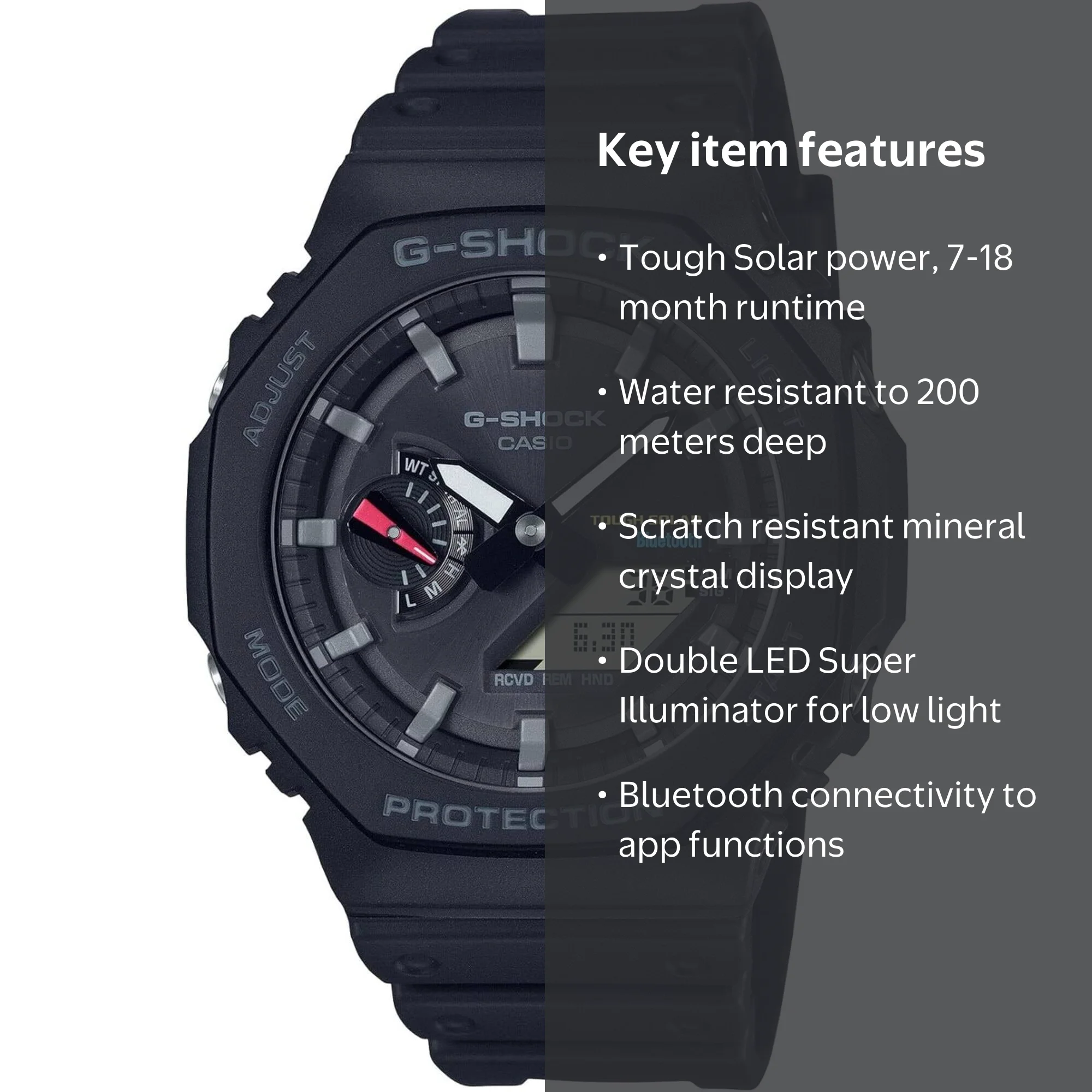 Casio G-Shock Solar Bluetooth Watch, Resin Case, Analog Digital