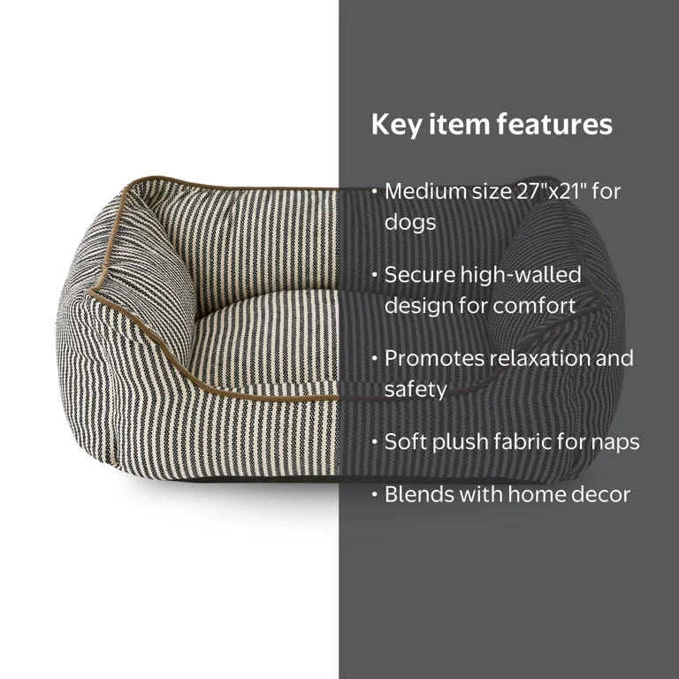 Vibrant Life Medium High-Walled Cuddler Dog Bed, Black and White