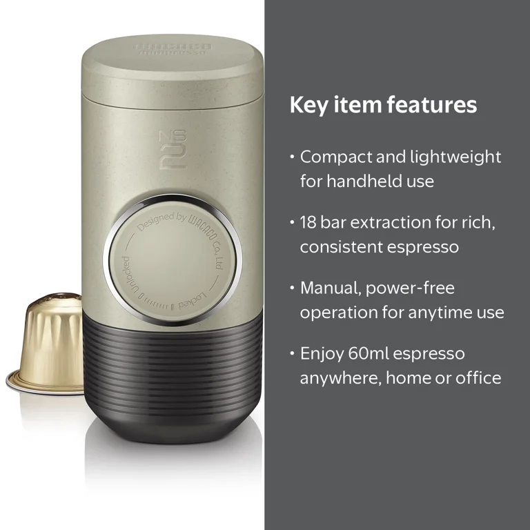 Wacaco Minipresso NS2, Portable Manual Espresso Maker, 18 Bar