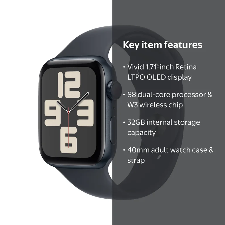 Apple Watch SE 2nd Generation GPS Smart Watch, 40mm, 1 Each