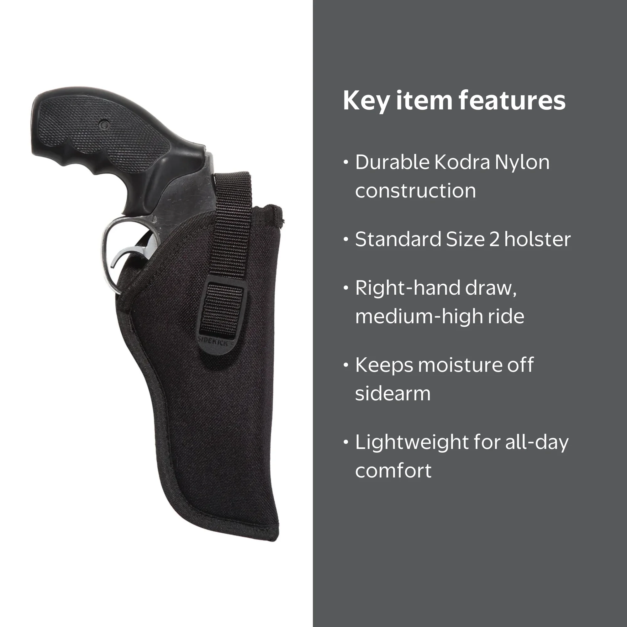 Uncle Mike's Black Kodra Nylon Sidekick Hip Holster (Size 2, Right