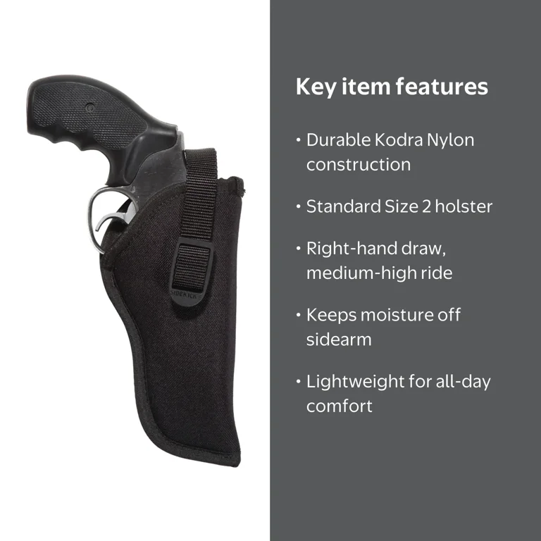 Uncle Mike's Black Kodra Nylon Sidekick Hip Holster (Size 2, Right
