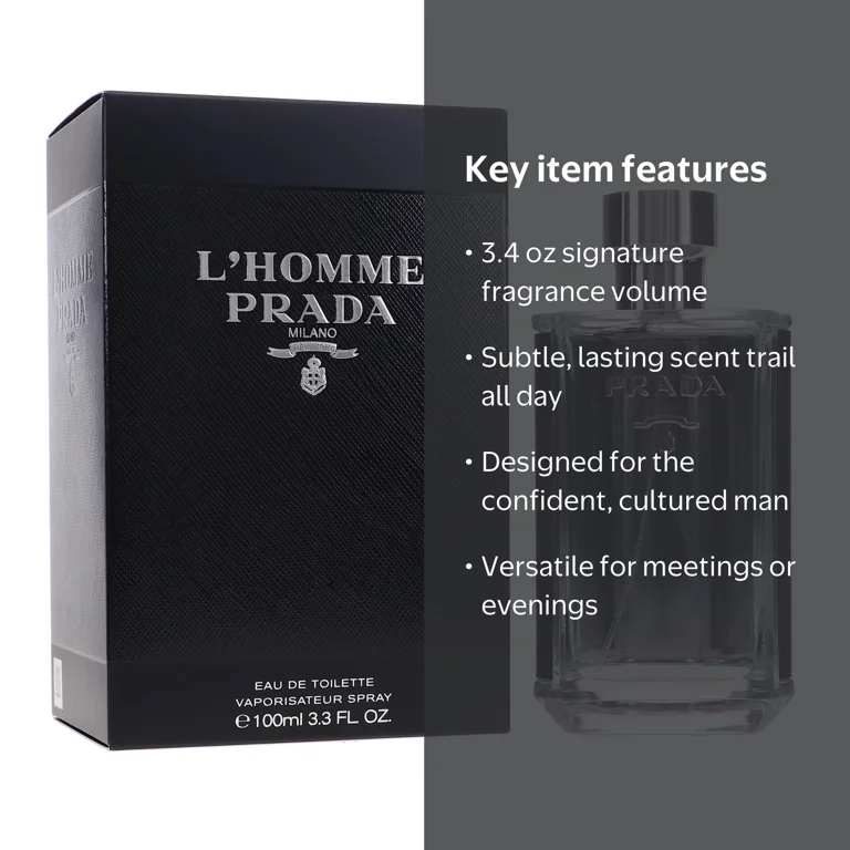 Prada, L'Homme Eau de Toilette, 10 oz, Refined Masculine Fragrance