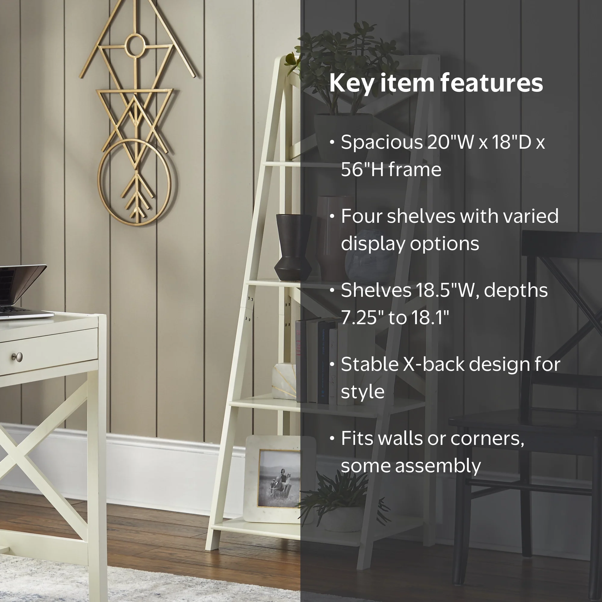 TMS x 4-Tier Shelf, Ladder Bookcase, White - Walmart.com