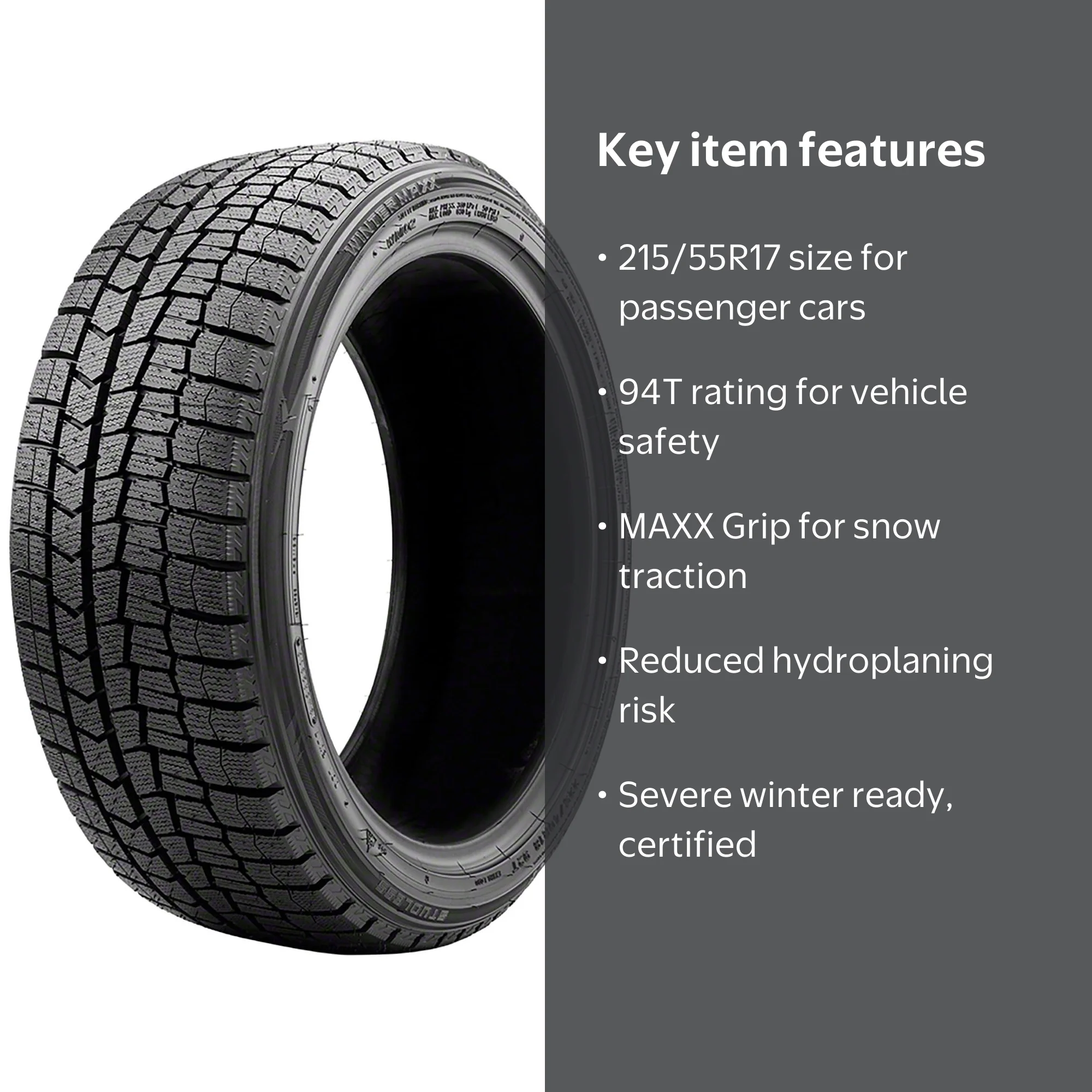 Dunlop Winter Maxx 2 Winter 215/55R17 94T Passenger Tire - Walmart.com