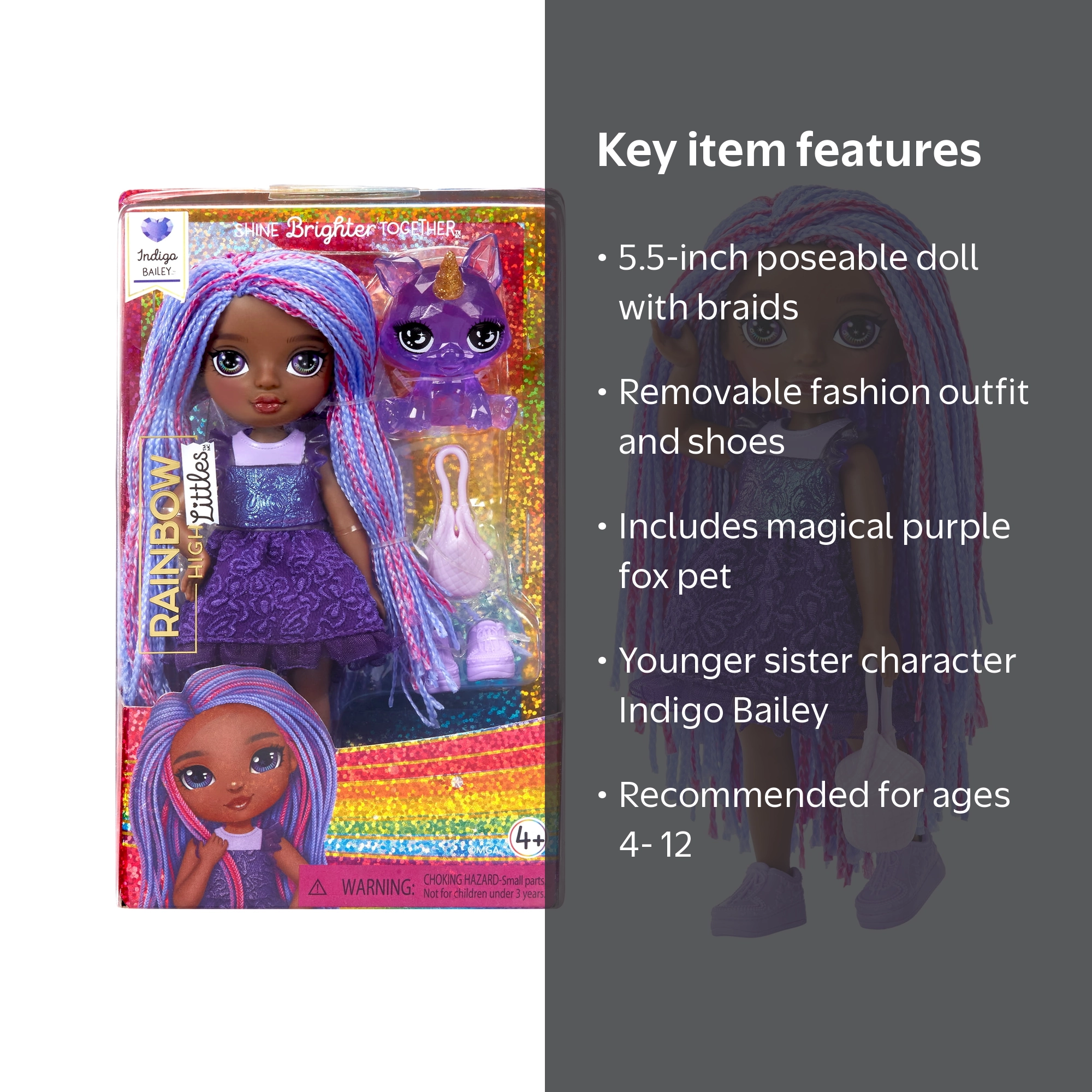 Rainbow High Littles – Indigo Bailey, Purple 5.5