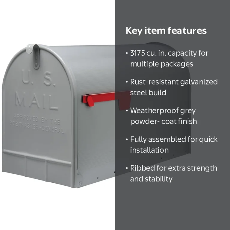 Gibraltar Mailboxes, Mailboxes, Gray, Heavy Duty Jumbo Rural