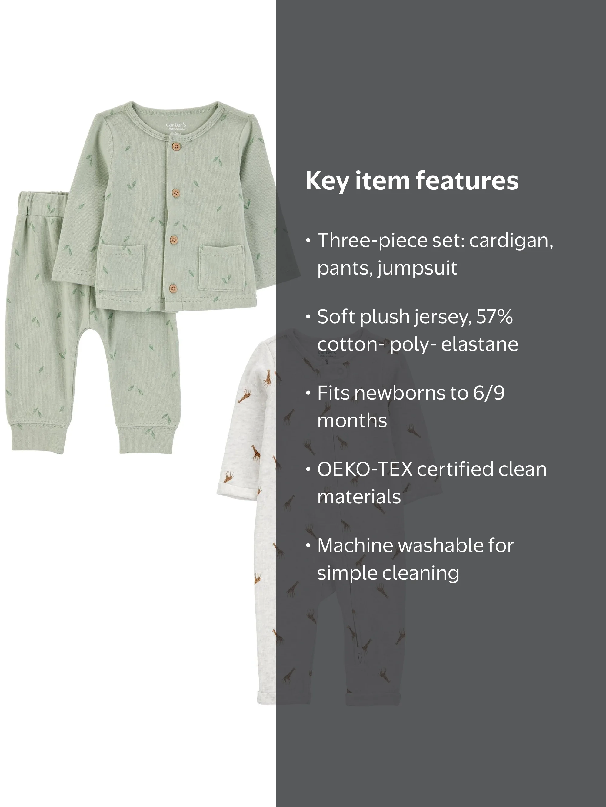 Carter's Child of Mine Baby Unisex Plush Outfit Set and Jumpsuit
