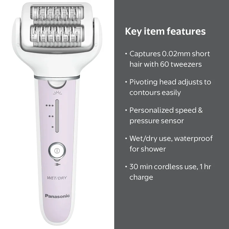 Panasonic Epilator with Gentle Cap, Electric Hair Remover for Home