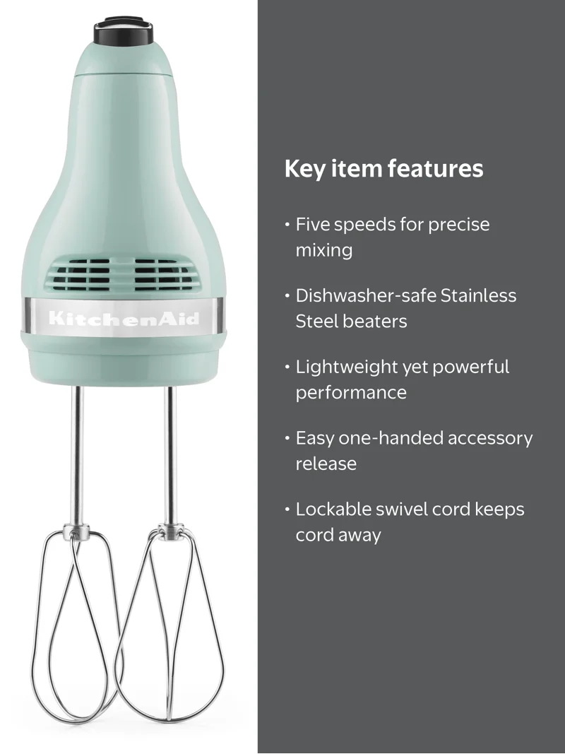 KitchenAid, Hand Mixer, Ice Blue, 5-Speed, Compact, Versatile