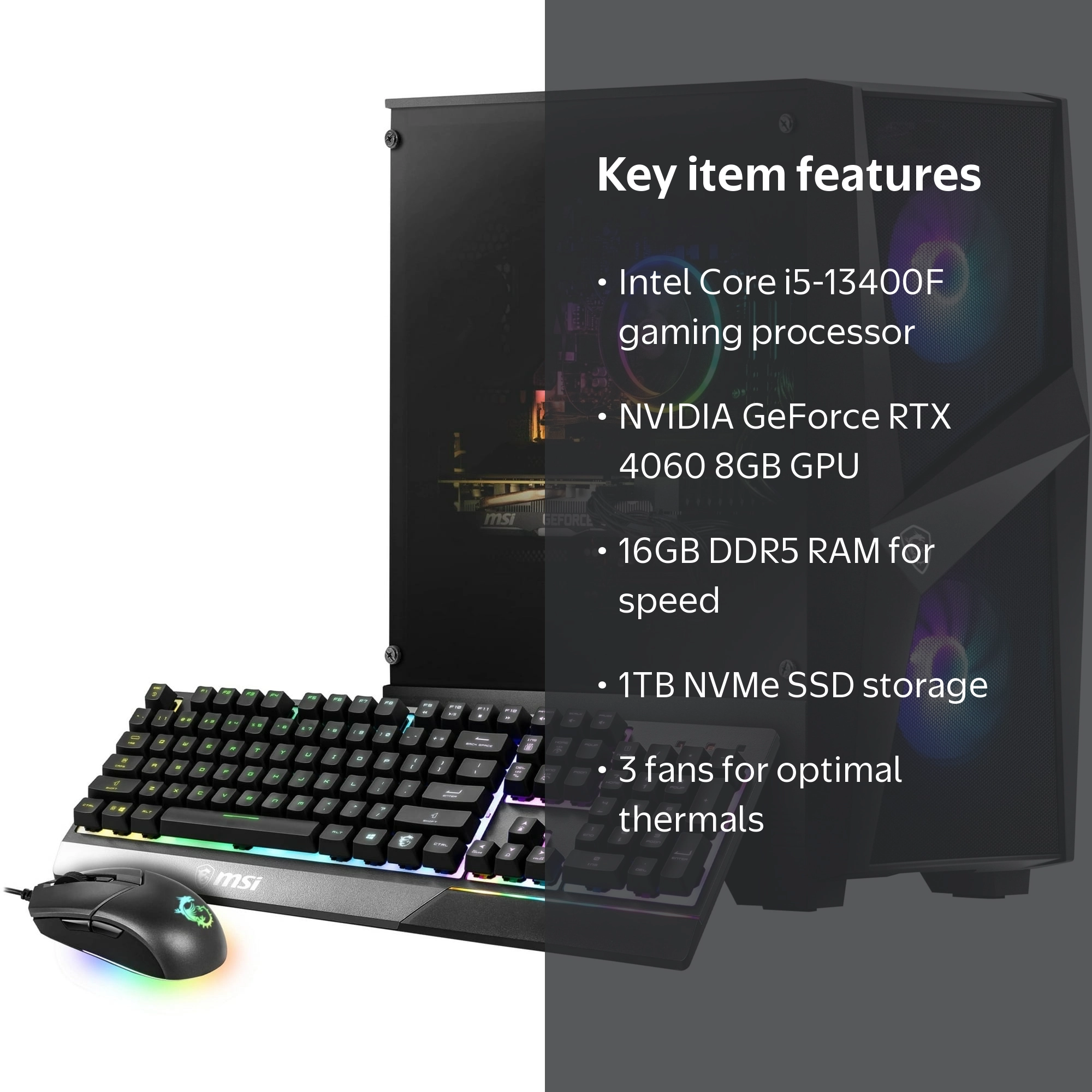 初期保証 i5-9400 8GB SSD256GB HDD1TB オフィス MSI Codex R Gaming Computer, Intel i5, GeForce RTX 4060 GPU, 16GB