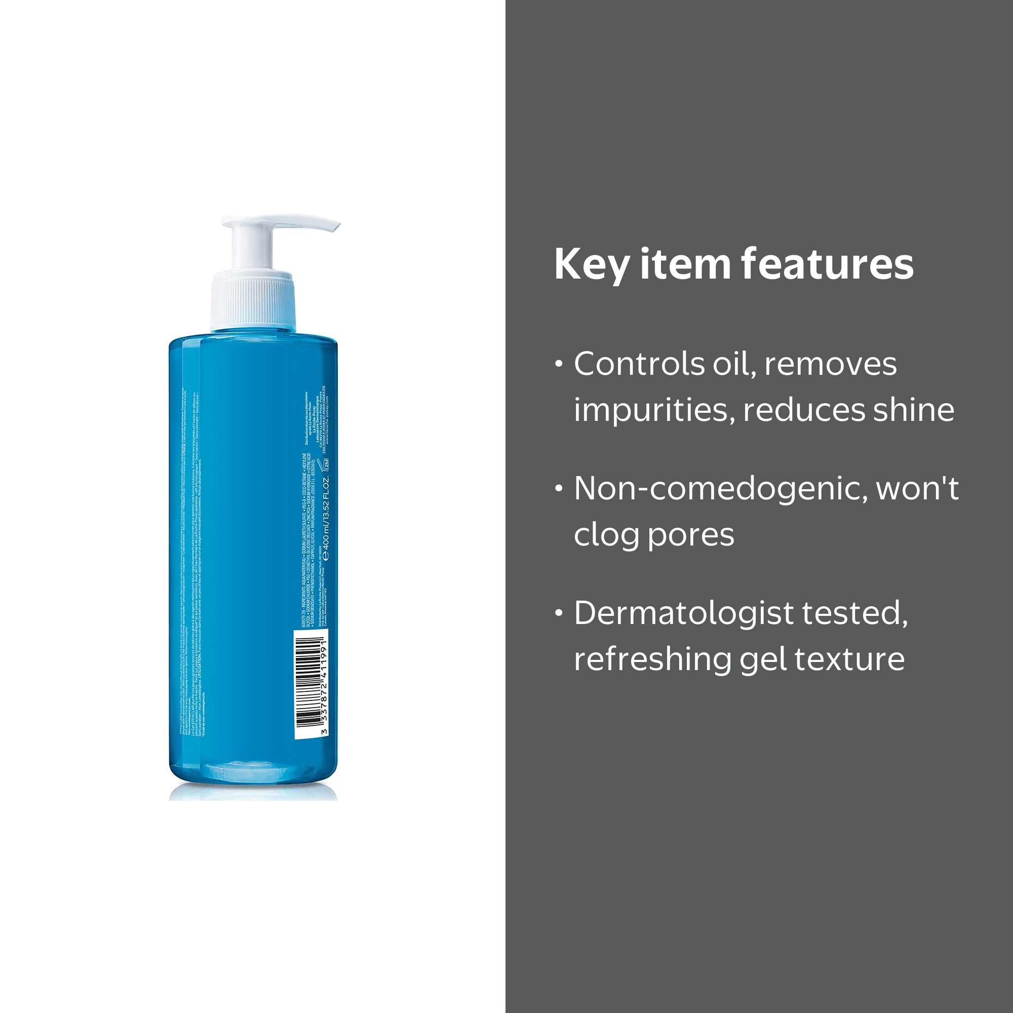 REVI Facial Washing Gel 500g 本体 La Roche-Posay, Effaclar Gel Facial Wash for Oil Skin, 13.52 fl oz