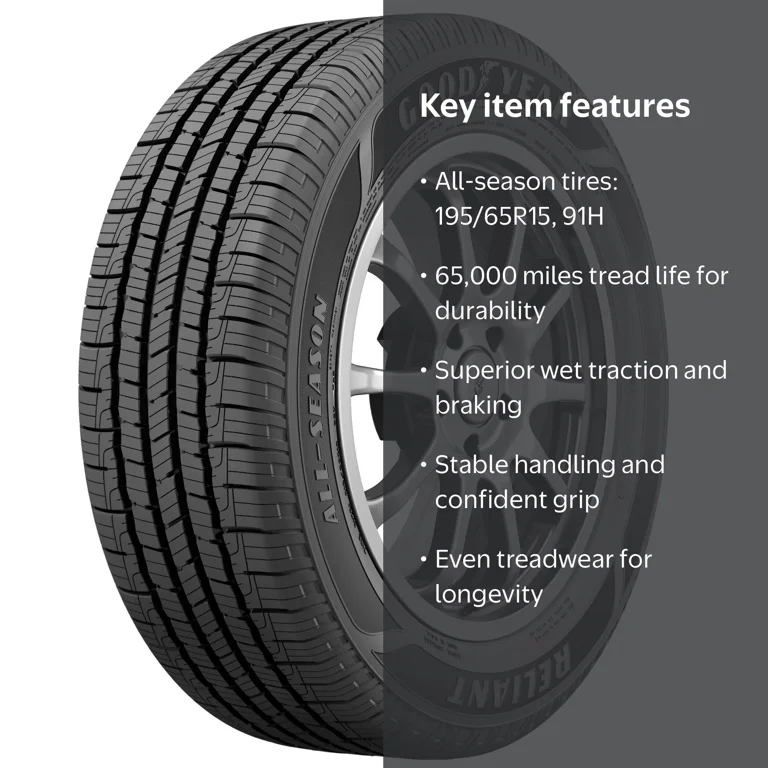 Free Shipping! Goodyear Reliant All-Season 195/65R15 91H Tire with