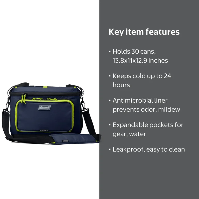 コールマン Free Shipping! Coleman Soft Cooler Spider Mum Blue, Holds 30 Cans