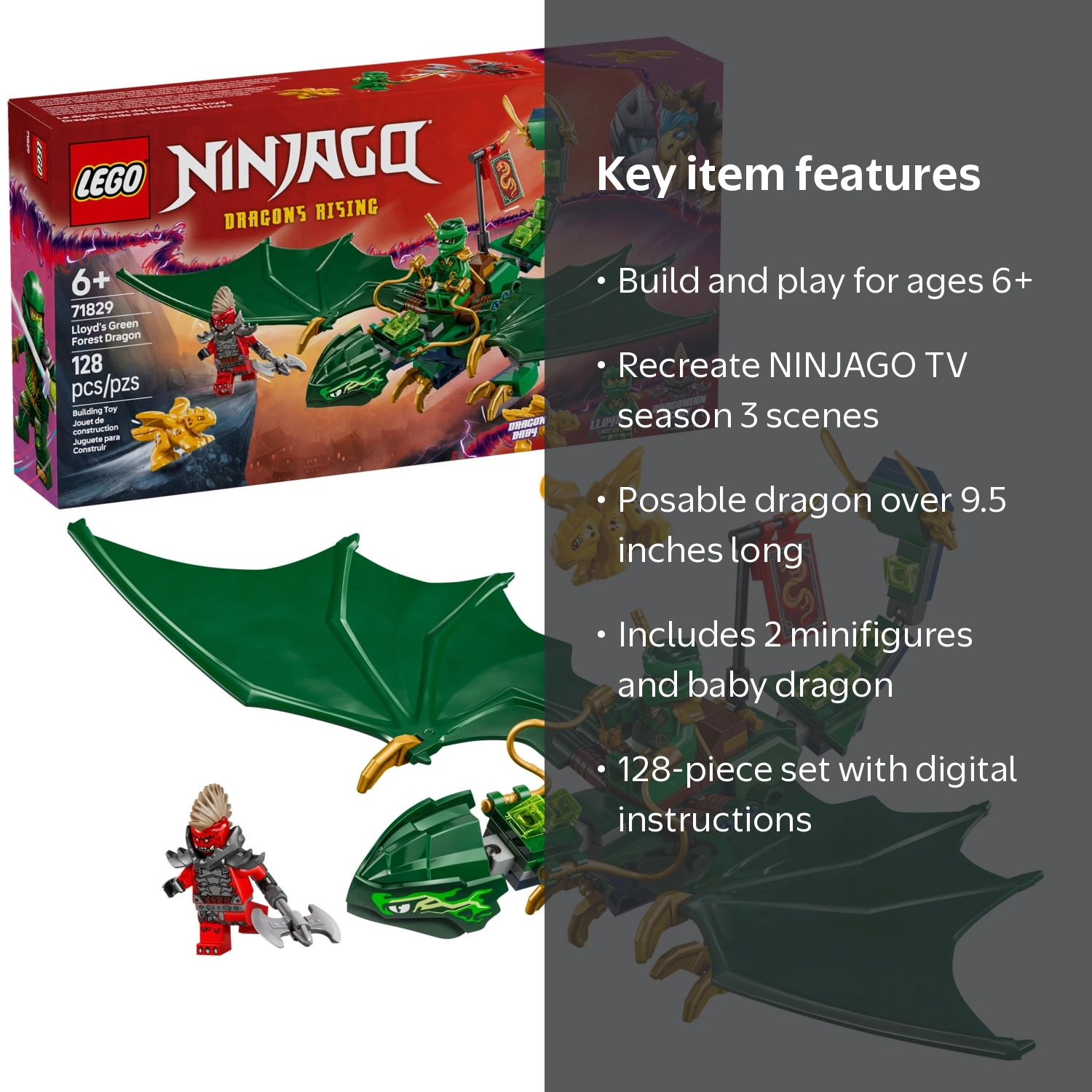 LEGO, Action Set, 71829, Includes Minifigures and Dragon - Walmart.com