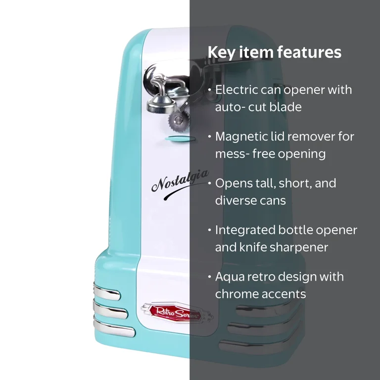 Nostalgia, Electric Can Opener, Retro Style, Built-in Knife