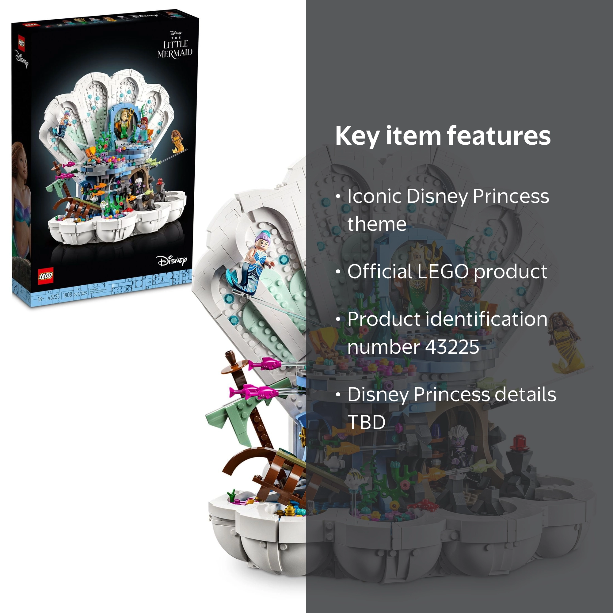 LEGO Disney The Little Mermaid Royal Clamshell 43225, Adult