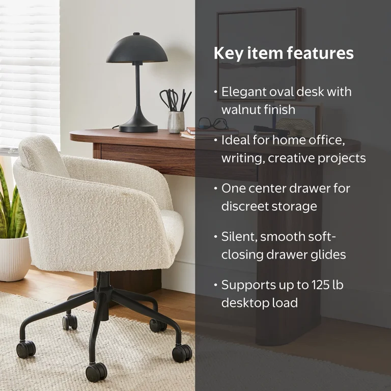 Better Homes & Gardens Juliet Oval Writing Desk, Walnut Finish
