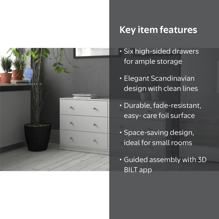 Tvilum Studio 6 Drawer Double Dresser, 56.34